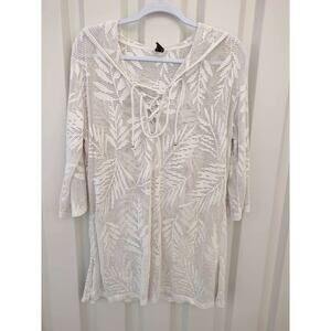 Ana a.n.a Mesh Swimsuit Hooded Cover Up XL White